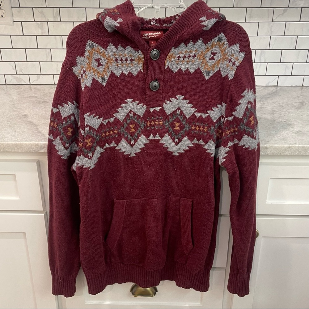 Arizona Jean Company Burgundy‎ Patterned Sweater